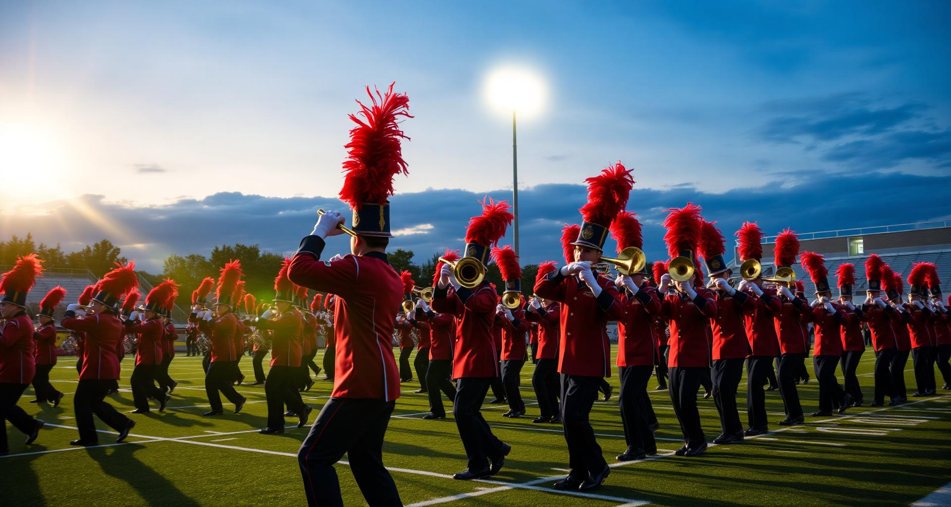Viking Band performing under stadium lights